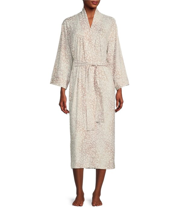 ナトリ レディース アンダー御召しもの ナイト爵御召しもの 刷り上げる 編み物 Natori Misty Leopard Print Long Sleeve Knit Robe Velvet Mink ミンクのコート