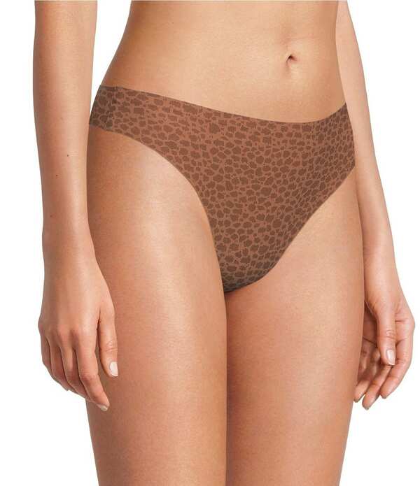 シャントル レディース アンダー御召しもの ズボン下 刷り上げる Chantelle 360 Stretch Medium Rise Leopard Printhong Wild Brown 赤銅色