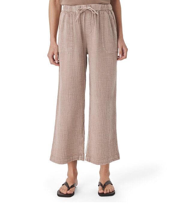 スプレンディット レディース ボトムス 心地好いズボン下 ワイドレッグ クロップド Splendid Adele Drawstringauze Cropped Relaxed Wide Leg Pants Light Wicker