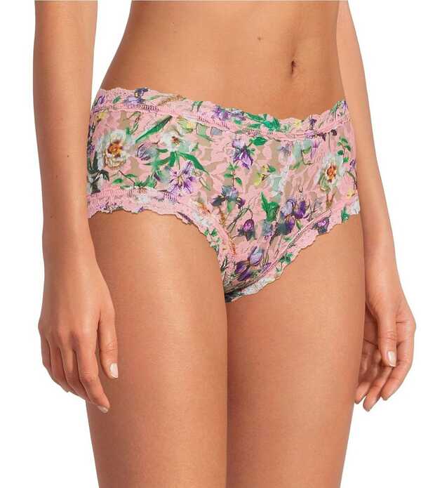 ハンキーパンキー レディース アンダー御召しもの ズボン下 刷り上げる スピード競技 Hanky Panky Printed Signature Lace Boyshort Fawning Flora