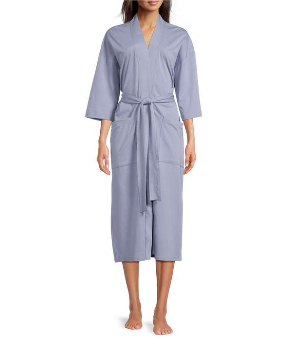 エイリーンフィッシャー レディース アンダー御召しもの ナイト爵御召しもの 綿織物 編み物 Eileen Fisher Organicotton Long Sleeve Shawl Collar Long Knit Robe Haze