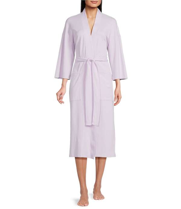 エイリーンフィッシャー レディース アンダー御召しもの ナイト爵御召しもの 綿織物 編み物 Eileen Fisher Organicotton Long Sleeve Shawl Collar Long Knit Robe Lilac Frost 紫はしどい