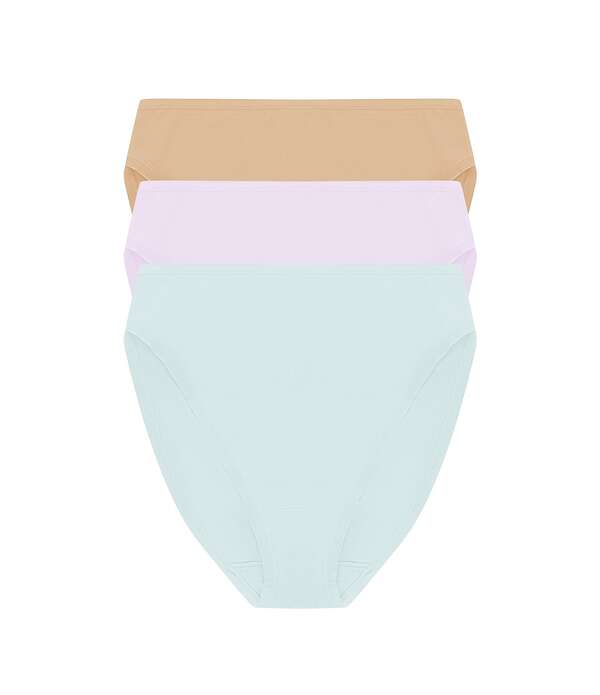 ナトリ レディース アンダー御召しもの ズボン下 綿織物 Natori Bliss Bare Cotton High-Cut Brief 3-Pack Cloud Green/Perfect Pink/White 白いこと