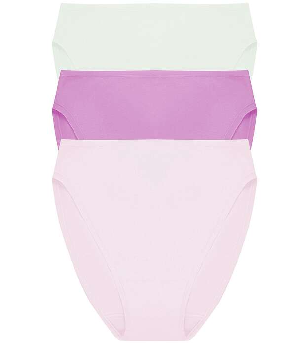 ナトリ レディース アンダー御召しもの ズボン下 綿織物 Natori Bliss Bare Cotton High-Cut Brief 3-Pack Iced Mint/Wild Petal/Misty Orchid ペパーミント