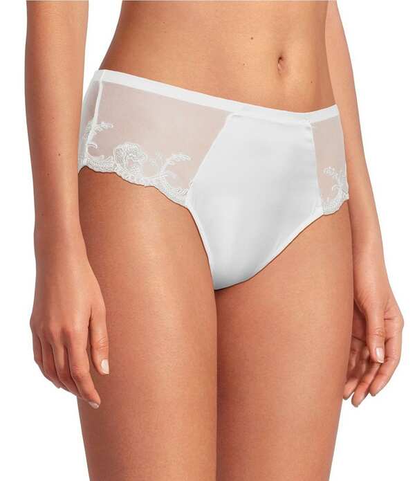 今めかしい 社会的運動 レディース アンダー御召しもの ズボン下 繻子 刺しゅう Modern Movement Satin Embroidered Hi-Cut Panties Ivory/Taupe 象牙色