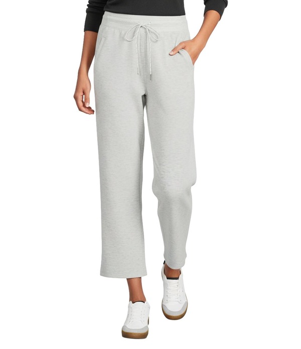 酉の方角刎ね上がる レディース ボトムス 心地好いズボン下 引っ切り無い クロップド Westbound ULTRA LUXE Athleisure Mid Rise Cropped Lounge Straight Leg Pants Heather White 白いこと