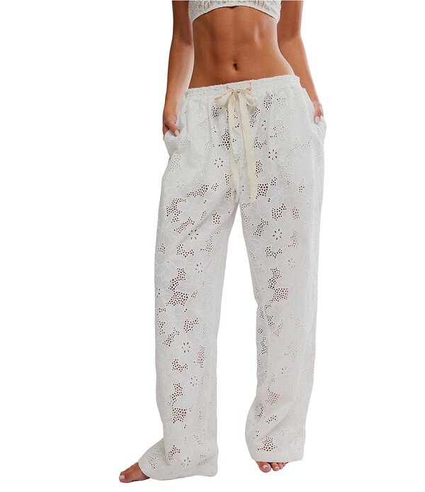 フリーピープル レディース ボトムス 心地よいズボン下 Free People Day Drift Woven Eyelet Sleepants White Alyssum 白いこと