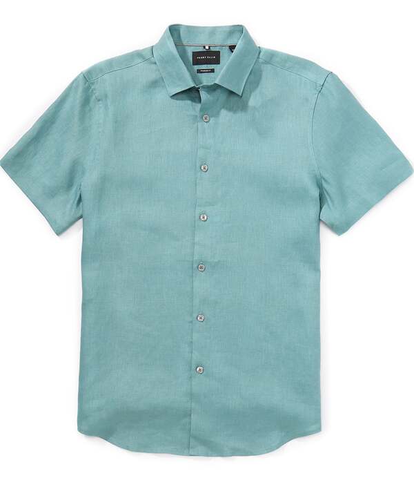 ペリーエリス メンズ トップス プルオーバー トール リネン Perry Ellis Big \u0026 Tall Solid Linen Short Sleeve Woven Shirt Arctic
