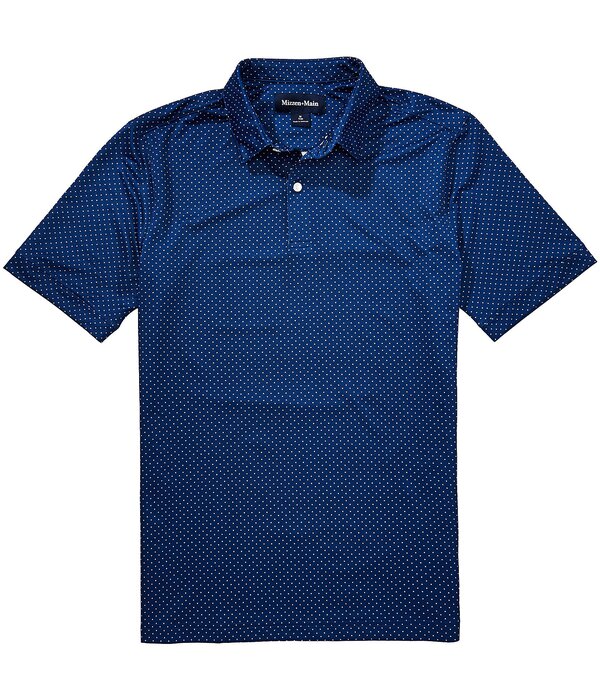 ミズンメイン メンズ トップス プルオーバー 刷り上げる Mizzen+Main Halyardot Print Short Sleeve Performance Polo Shirt Midnight Navy 米国海軍
