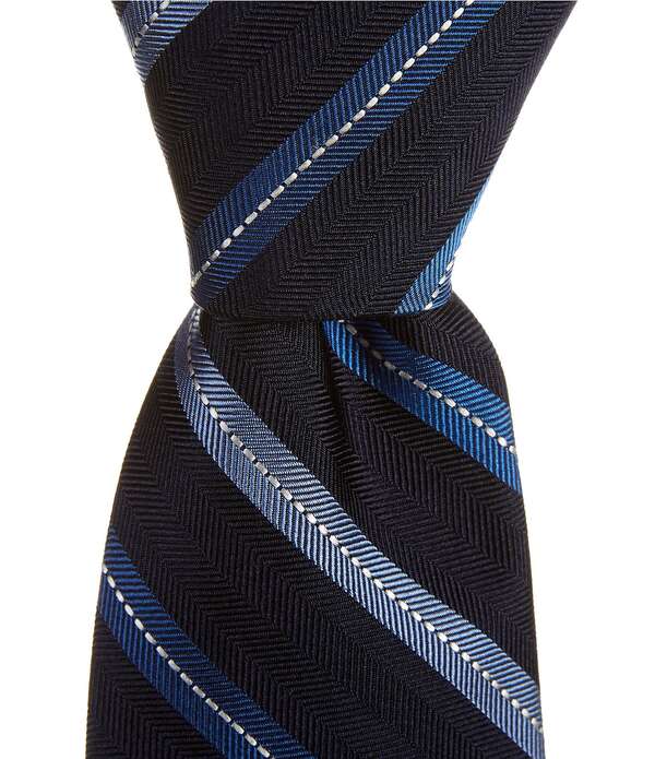 ラウンドトゥリーアンドヨーク メンズ 添え物 タイ 絹地 Roundtree \u0026 Yorke Grant Stripe 3/8 Silk Blend Tie Navy 米国海軍