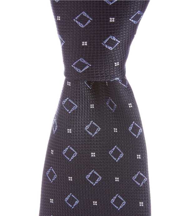 ヒューゴボス メンズ 付属品 タイ 地絹 Hugo Boss Diamond Patterned Jacquard 2.95 Silk Tie Dark Blue 青み