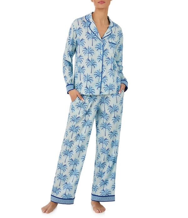 トッミーバハマ レディース アンダー御召しもの ナイト爵御召しもの 刷り上げる Tommy Bahama Tropical Print Long Sleeve Notch Collar Long Woven Pajama Seteal/Print ティール