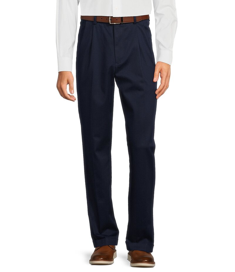 ラウンドトゥリーアンドヨーク メンズ ボトムス カジュアルパンツ プリーツ パンツ Roundtree & Yorke TravelSmart Ultimate Performance Classic Fit Pleated Non-Iron Chino Pants Dark Navy ネイビー