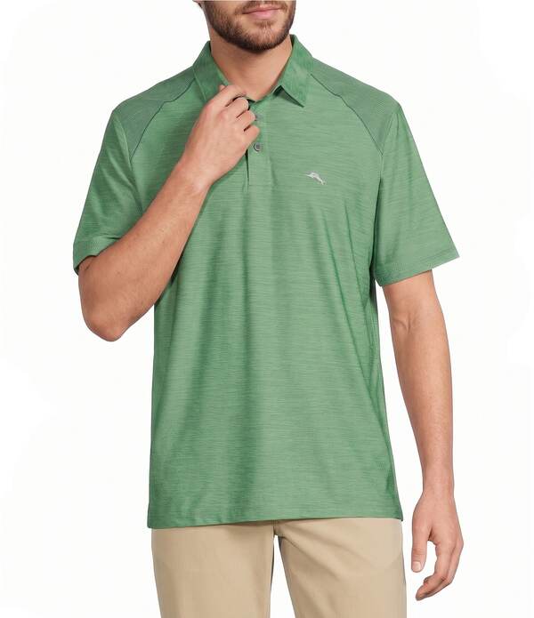トッミーバハマ メンズ トップス プルオーバー Tommy Bahama Palm Coast Pro Short Sleeve Polo Shirt Elm Green 緑であること