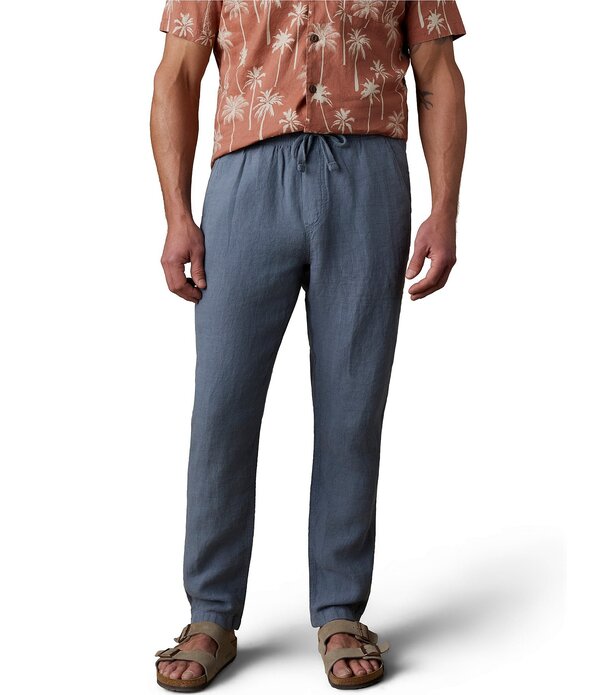 ファレティ メンズ ボトムス 心地好いズボン下 か細い相応う リネン Faherty Slim Fit Linen Drawstring Pants Deep Marine