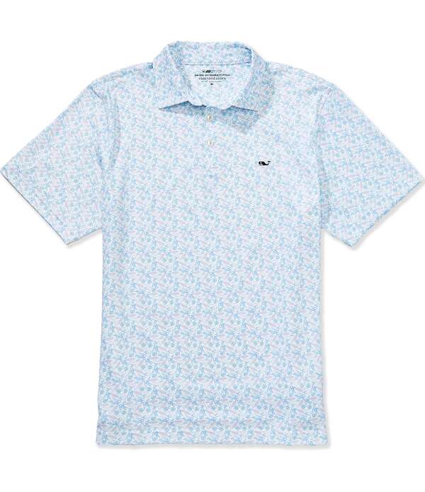 ヴァインヤードヴァインズ メンズ トップス ティーシャツ 刷り上げる Vineyard Vines Palm Tree Print Sankaty Performance Stretch Short Sleeve Polo Shirt Flori