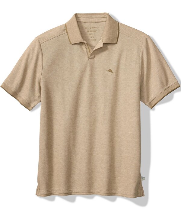 トッミーバハマ メンズ トップス プルオーバー Tommy Bahama Emfielder Johnny Collar Short Sleeve Polo Shirt Stone Khaki Heather ギョリュウモドキ