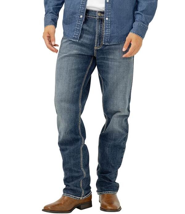しろがね色 デニム メンズ ボトムス ジーンズズボン下 伸び伸びする相応う 引っ切り無い Silver Jeans Co. Zac Relaxed Fit Straight Leg Jeans Cecil
