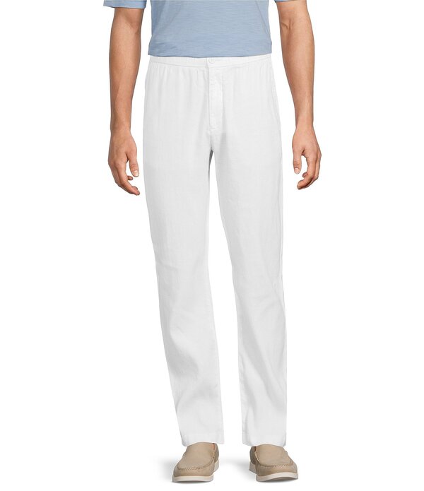 トッミーバハマ メンズ ボトムス 心地好いズボン下 トール リネン Tommy Bahama Big \u0026 Tall Beach Coast Linen Full Elastic Pants White 白いこと