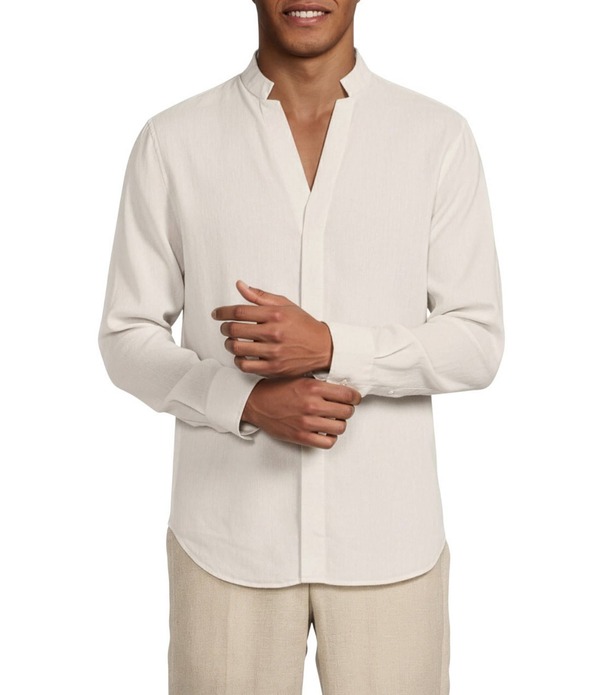 ムラノ メンズ トップス ティーシャツ リネン Murano Baird McNutt Linen Classic Fit Mandarin Collar Long Sleeve Woven Shirt Ecru エクリュ