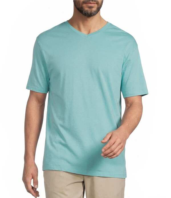 ラウンドトゥリーアンドヨーク メンズ トップス プルオーバー Vのど首 Roundtree \u0026 Yorke Solid Cloud Short Sleeve V-Neck T-Shirt Aqua アクア