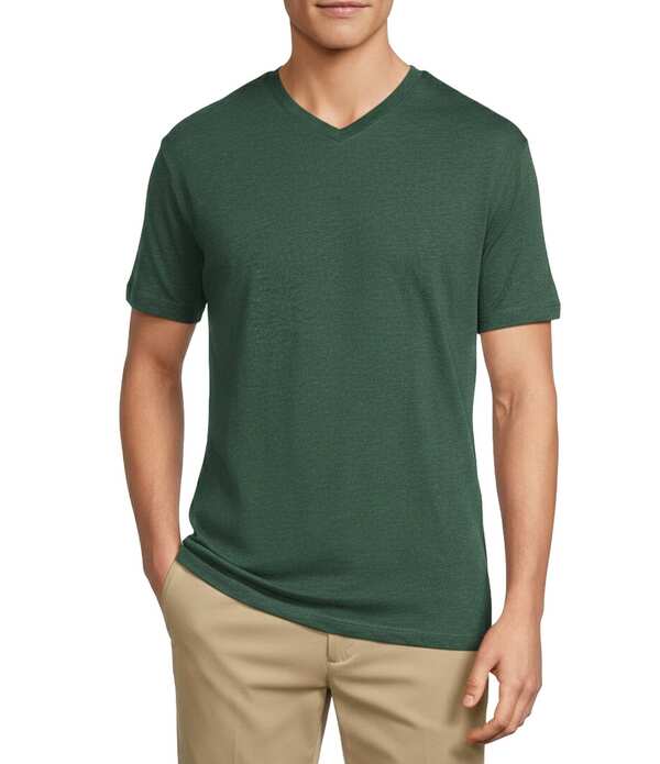 ラウンドトゥリーアンドヨーク メンズ トップス プルオーバー Vのど首 Roundtree \u0026 Yorke Solid Cloud Short Sleeve V-Neck T-Shirt Dark Green Heather ギョリュウモドキ