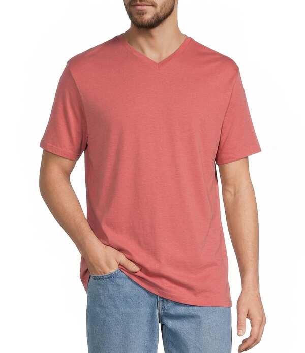 ラウンドトゥリーアンドヨーク メンズ トップス プルオーバー Vのど首 Roundtree \u0026 Yorke Solid Cloud Short Sleeve V-Neck T-Shirt Vintage Red 赤いこと