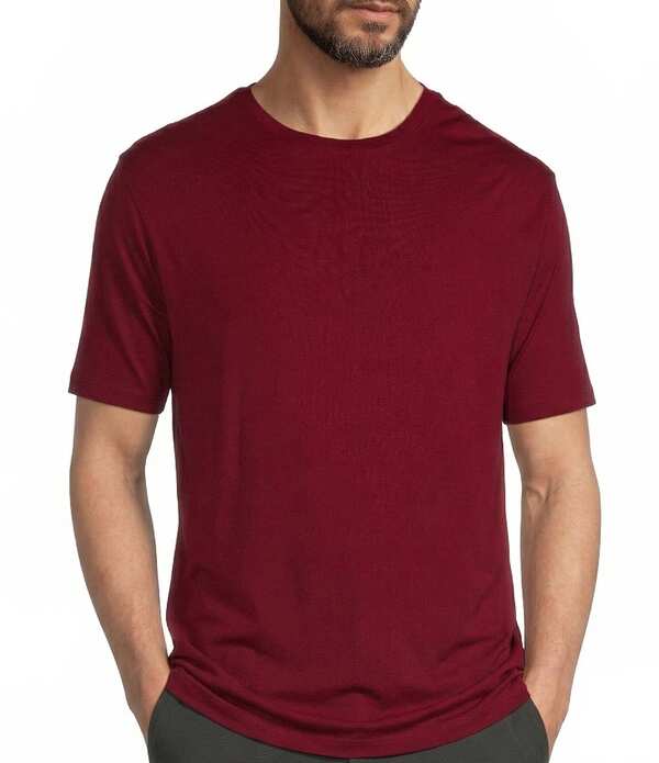 ラウンドトゥリーアンドヨーク メンズ トップス プルオーバー 労働者の一団のど首 Roundtree \u0026 Yorke Cloud Collection Short Sleeve Solid Crew Neck T-Shirt Cherry