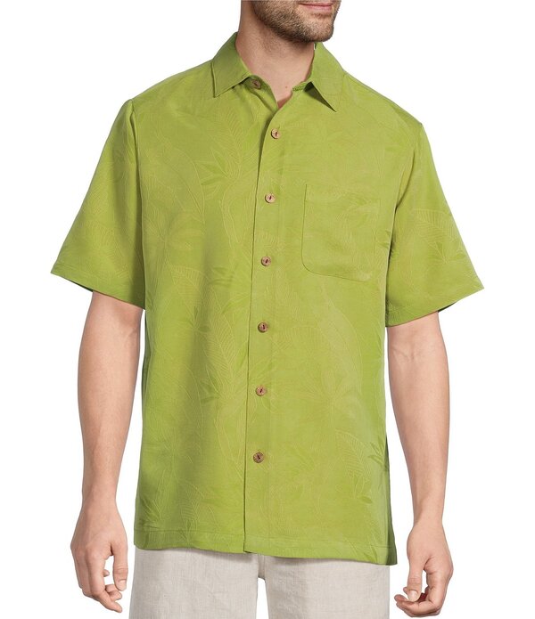 カリビアン メンズ トップス シャツ Caribbean Bird of Paradise Textured Short Sleeve Woven Shirt Green グリーン|ReVida 店