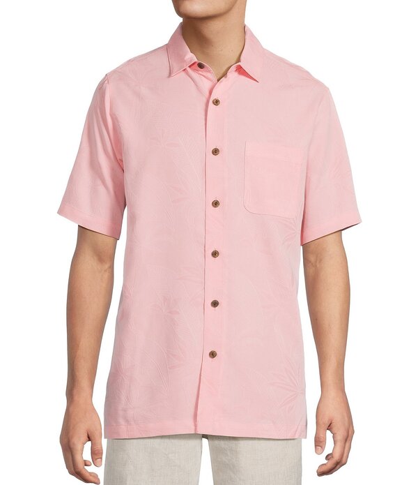 カリビアン メンズ トップス シャツ Caribbean Bird of Paradise Textured Short Sleeve Woven Shirt Pink ピンク|ReVida 店