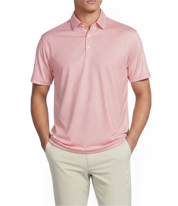 ダニエル クレミュ メンズ トップス プルオーバー 刷り上げる Cremieux Blue Label Performance Stretch Geo Print Short Sleeve Polo Shirt Pink Multi サクラ色