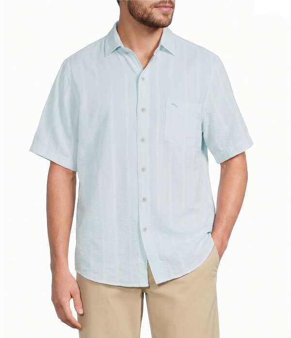 トッミーバハマ メンズ トップス プルオーバー Tommy Bahama Nova Wave Short Sleeve Woven Shirt Dusty Aqua アクア