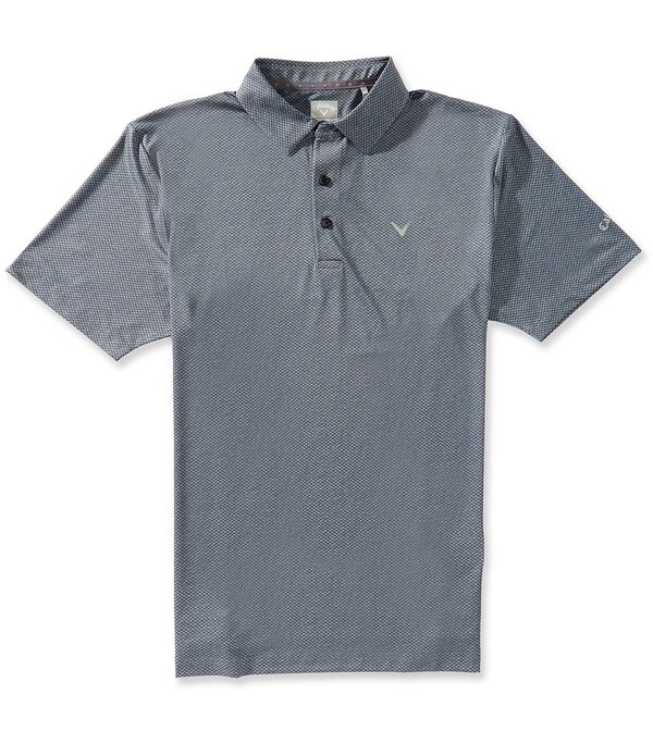 キャラ通い路 メンズ トップス ティーシャツ 刷り上げる Callaway Short Sleeve Heather Geo Print Golf Polo Shirt Caviar ギョリュウモドキ