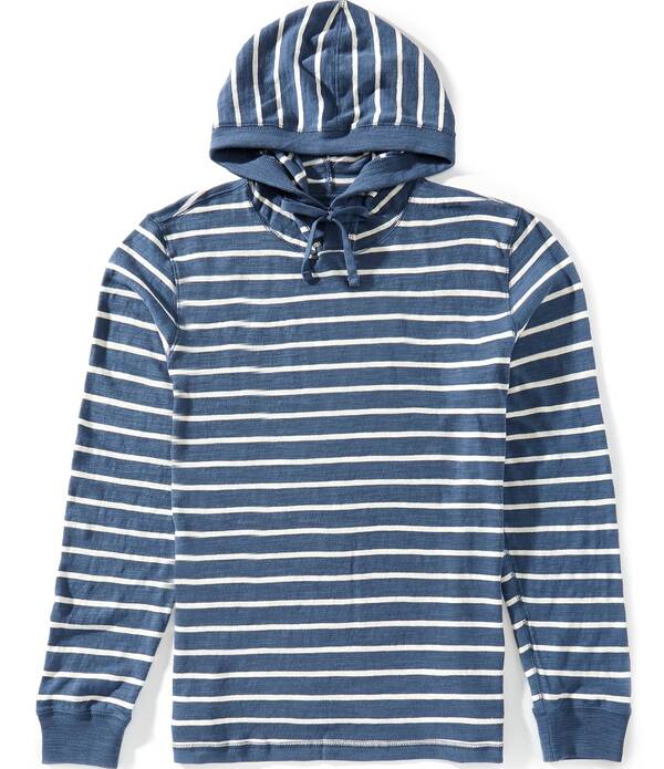 ファレティ メンズ アウター パーカー・スウェットール Faherty Big \u0026 Tall Sunwashed Slub Stripe Hoodie Breaker Blue Breton Stripe 青碧