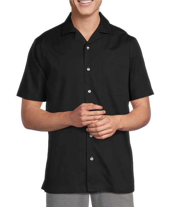 ダニエル クレミュ メンズ トップス ティーシャツ Daniel Cremieux Signature Label Solid Short Sleeve Woven Camp Shirt Black 黒いこと