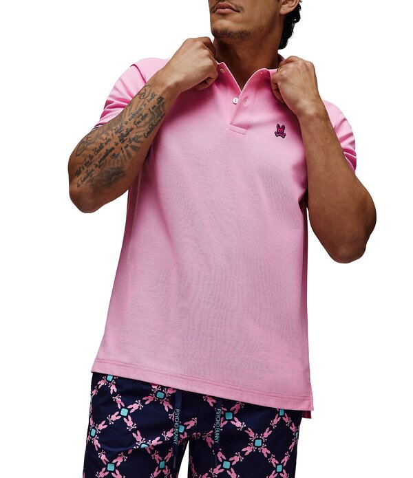 サイコバニー メンズ トップス ティーシャツ Psycho Bunny Pique Short Sleeve Polo Shirt Begonia Pink サクラ色