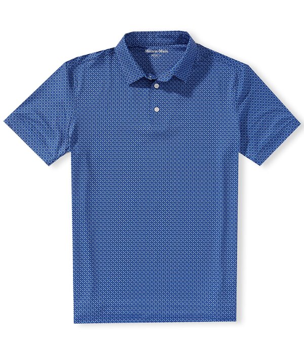 ミズンメイン メンズ トップス ティーシャツ 刷り上げる Mizzen+Main Versa Diagonal Dot Print Short Sleeve Polo Shirt Cobalt 青緑色