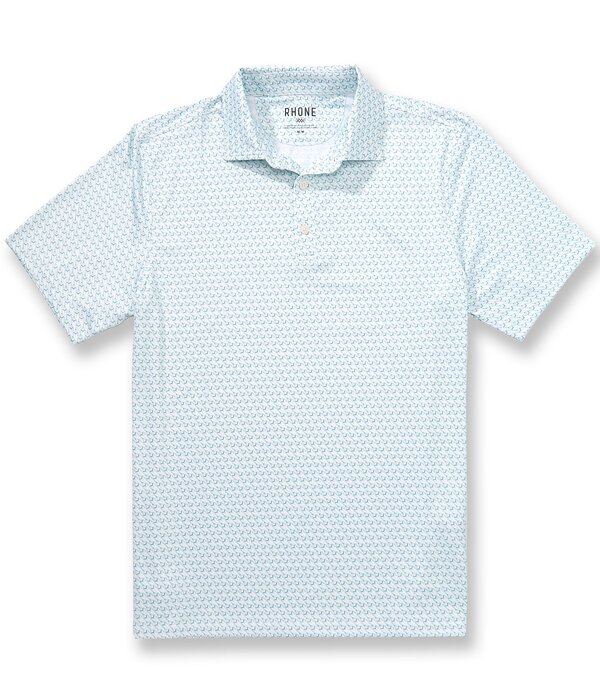 ローヌ メンズ トップス ティーシャツ 刷り上げる RHONE Drive Time Performance Diamond Geo Print Short Sleeve Polo Shirt Cool Mint Diamond Geo ペパーミント