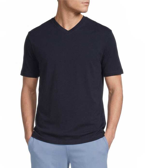 ダニエル クレミュ メンズ トップス プルオーバー Vのど首 編み物 プルオーバー Cremieux Blue Label Jersey Knit Short Sleeve V-Neck T-Shirt Dark Navy 米国海軍