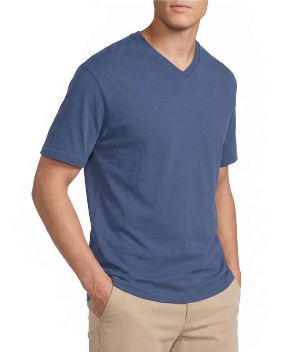 ダニエル クレミュ メンズ トップス プルオーバー Vのど首 編み物 プルオーバー Cremieux Blue Label Jersey Knit Short Sleeve V-Neck T-Shirt Medium Blue 青色