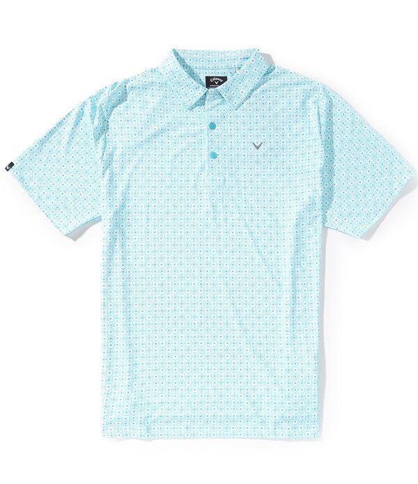 キャラ通い路 メンズ トップス プルオーバー 刷り上げる Callaway Short Sleeve Foulard Print Golf Polo Shirt Blue Curacao 青色