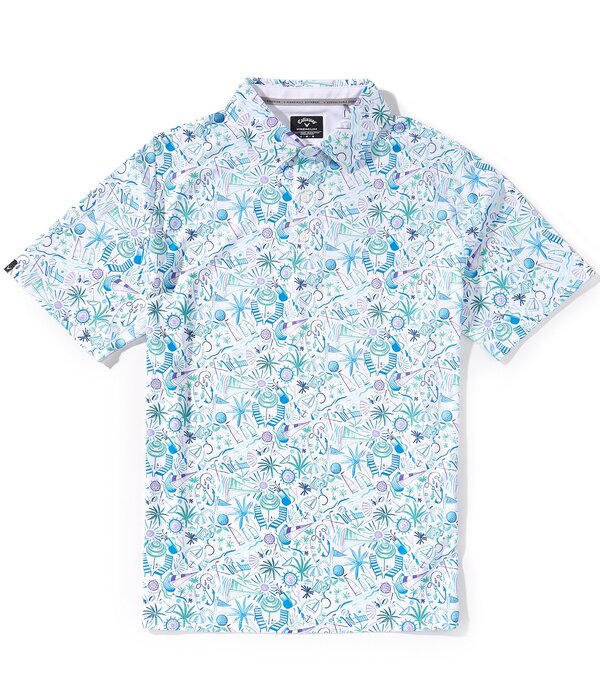 キャラ通い路 メンズ トップス プルオーバー 刷り上げる Callaway Short Sleeve Nautical Print Golf Polo Shirt Bright White 白いこと