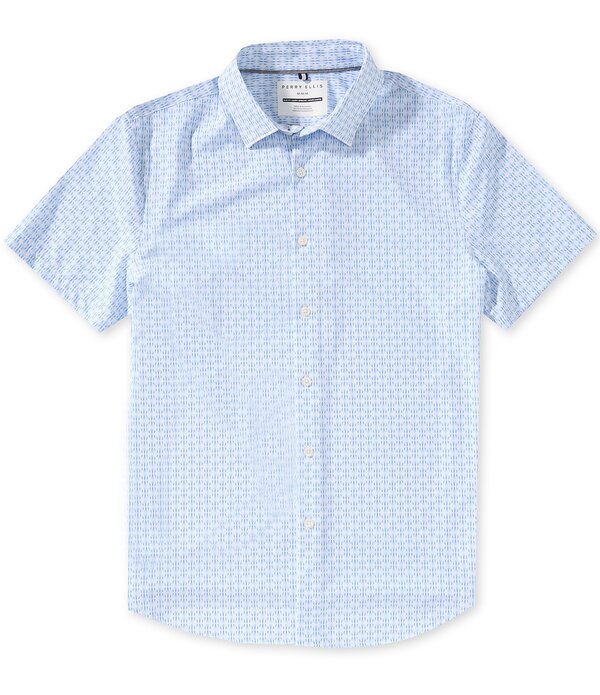 ペリーエリス メンズ トップス プルオーバー プッディングトール Perry Ellis Big \u0026 Tall Small Geo Print Short Sleeve Woven Shirt Bright White 白いこと