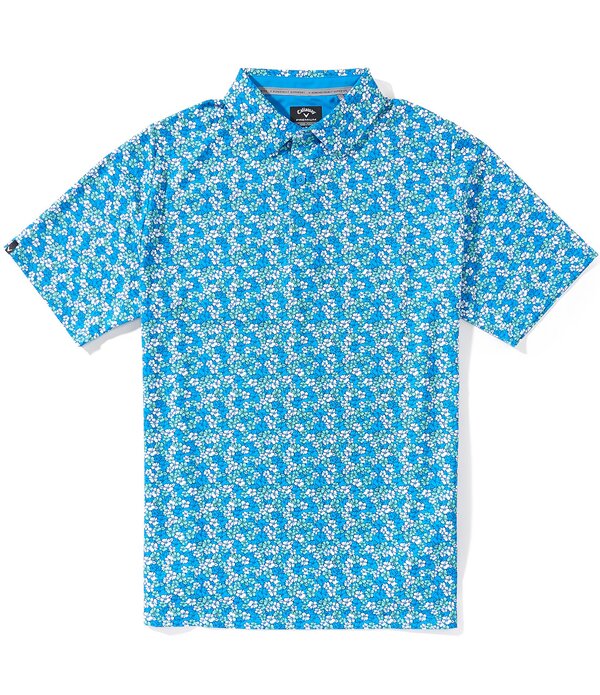 キャラ通い路 メンズ トップス プルオーバー プッディングトール Callaway Big \u0026 Tall Hibiscus Print Short Sleeve Polo Shirt Brilliant Blue 青色