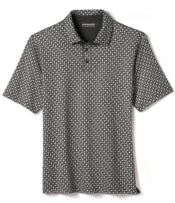 ジョンストンアンドマーフィー メンズ トップス ティーシャツ 刷り上げる Johnston \u0026 Murphy XC Helmet And Football Print Short Sleeve Polo Shirt Black 黒いこと