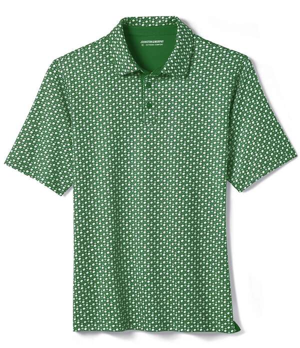 ジョンストンアンドマーフィー メンズ トップス ティーシャツ 刷り上げる Johnston \u0026 Murphy XC Helmet And Football Print Short Sleeve Polo Shirt Green 緑であること