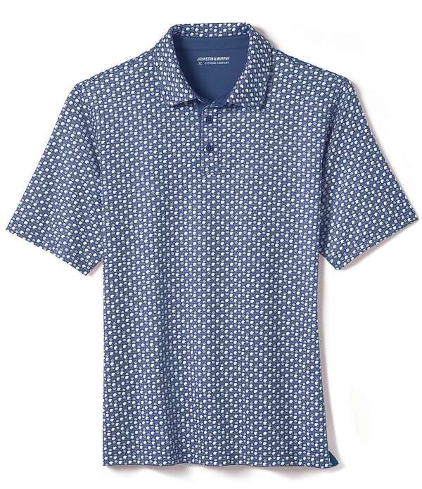 ジョンストンアンドマーフィー メンズ トップス ティーシャツ 刷り上げる Johnston \u0026 Murphy XC Helmet And Football Print Short Sleeve Polo Shirt Navy 米国海軍