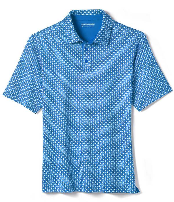 ジョンストンアンドマーフィー メンズ トップス ティーシャツ 刷り上げる Johnston \u0026 Murphy XC Helmet And Football Print Short Sleeve Polo Shirt Royal