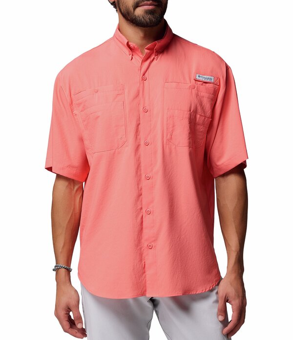 コロンビア メンズ トップス シャツ 半袖 Columbia PFG TamiamiI Short-Sleeve Solid Shirt Melonade｜ReVida 店