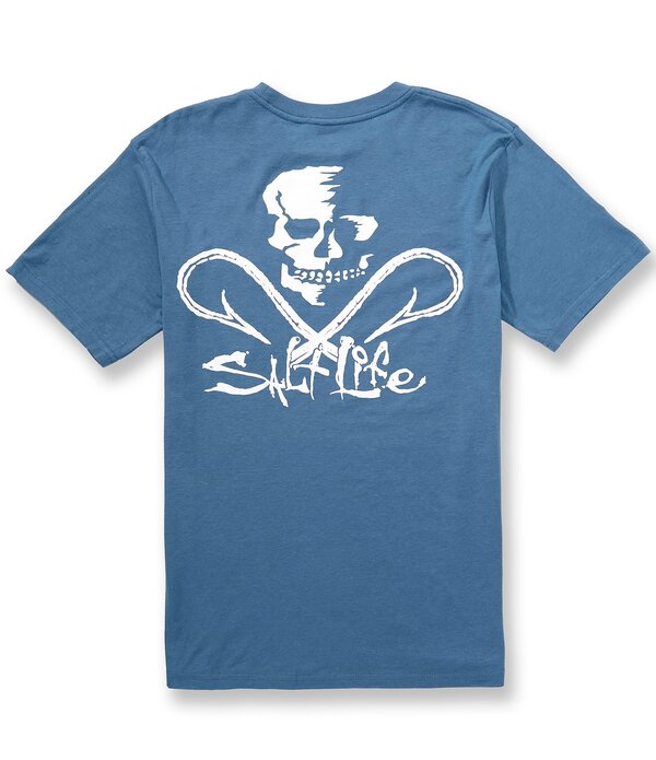 ソルトライフ メンズ トップス プルオーバー 刷り上げる Salt Life Skull And Hookscreen Print Short Sleeve Pocket-Shirt Coastal Blue 青碧